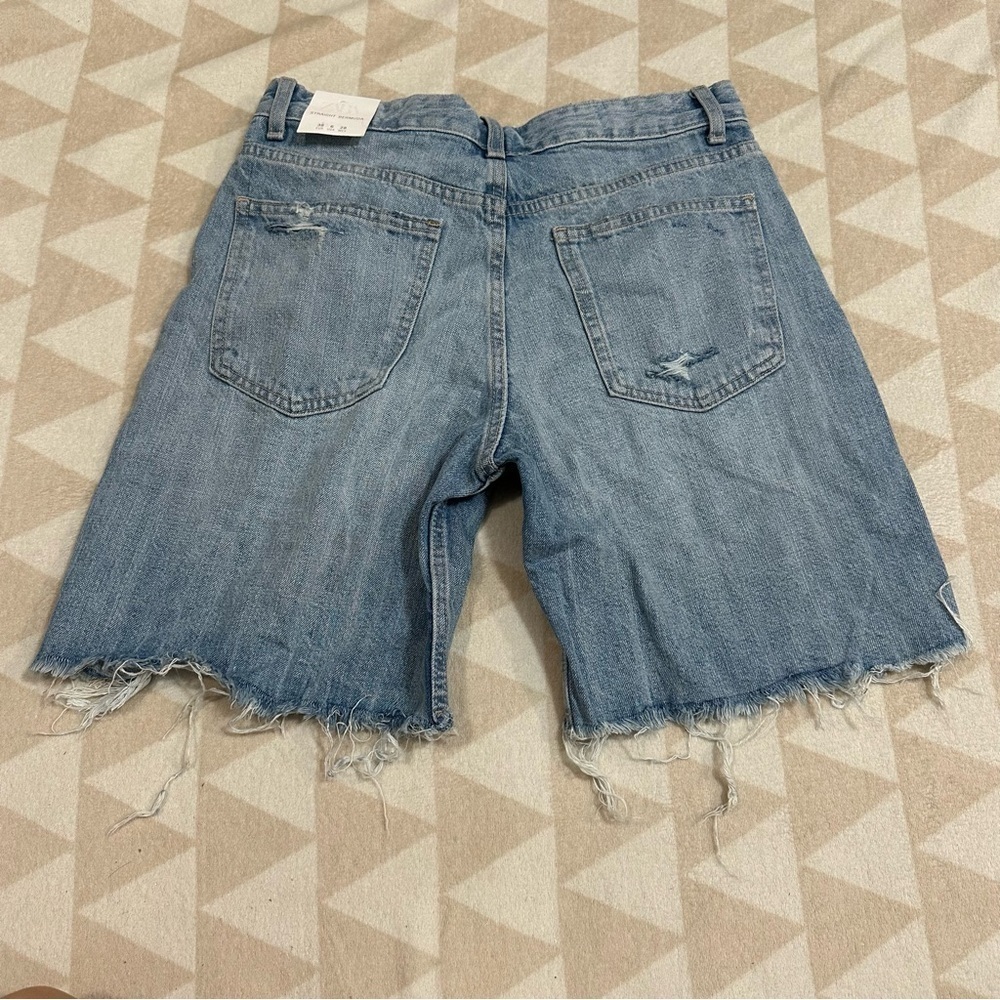 Zara TRF MID-WAIST DENIM BERMUDA SHORTS - Picture 7 of 7